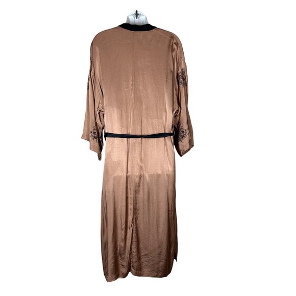 Zara Belted Embroidered Floral Silky Kimono Robe Womens Size XS/S Asian Boho - Picture 10 of 12